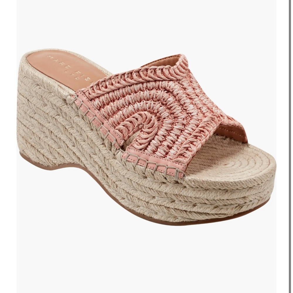 Marc Fisher Pink Crochet Wedge Espadrilles